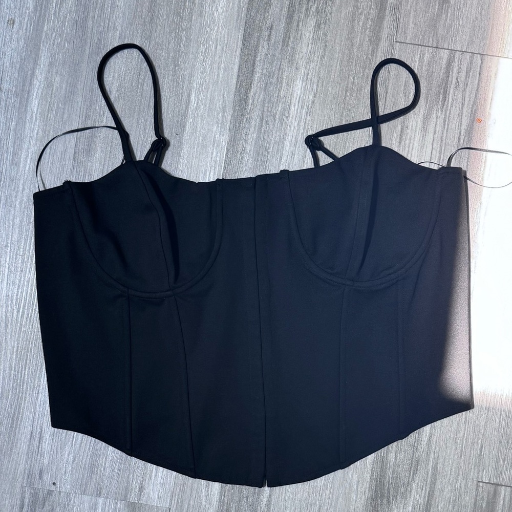 AKIRA black corset top soft knit stretch 1X NWT